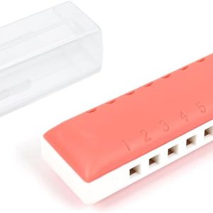 Key of C 10 Hole Harmonica,Pink Plastic Harmonica Musical Instrument with Case for Adults