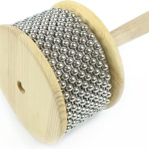 Wooden Hand Cabasa with Stainless Steel, Hand Shaker Percussion Instrument with Metal Beads for Adults Band Music Education Classroom Music or Playing at Home