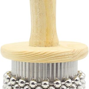 Wooden Cabasa Hand Shaker Pop Percussion Instrument, with Stainless Steel Breads Latin Percussion Instrument(2.5in)