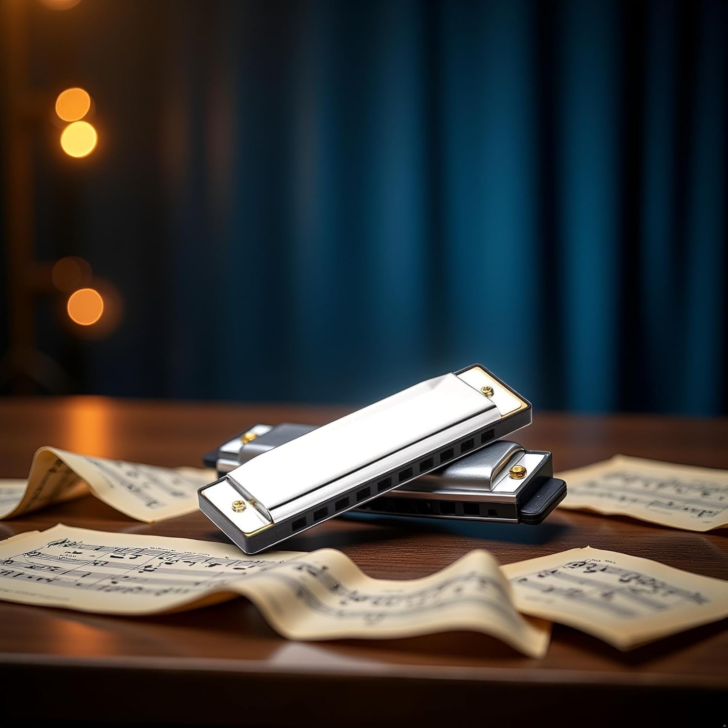 10 Holes 20 Tones Diatonic Harmonica Key of C with Blue Case,Rock w Case Stainless Steel Silver Color Diatonic Harmonica - Image 2