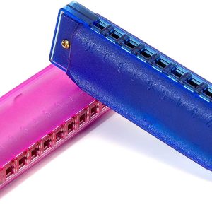 2 PCS Translucent Kids Harmonica,10 Hole Harmonica for Toddler Musical Instruments for Beginners Party Birthday Gifts