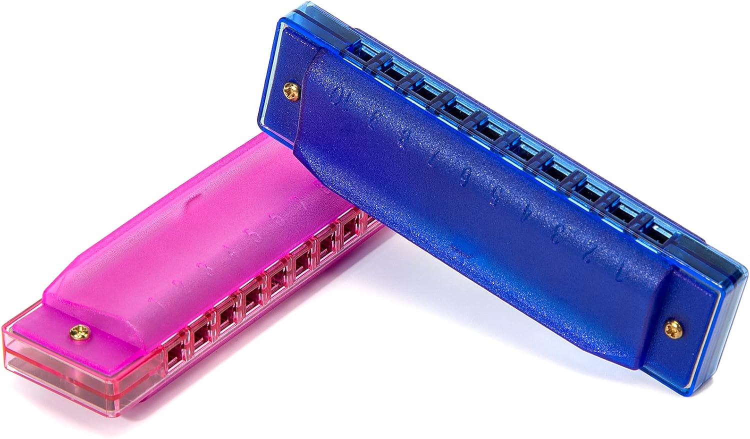 2 PCS Translucent Kids Harmonica,10 Hole Harmonica for Toddler Musical Instruments for Beginners Party Birthday Gifts
